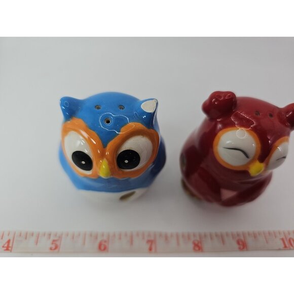 SALT & PEPPER SHAKERS Kitchen Kissing Owls Topsy Turvy Magnetic VTG - Picture 5 of 16